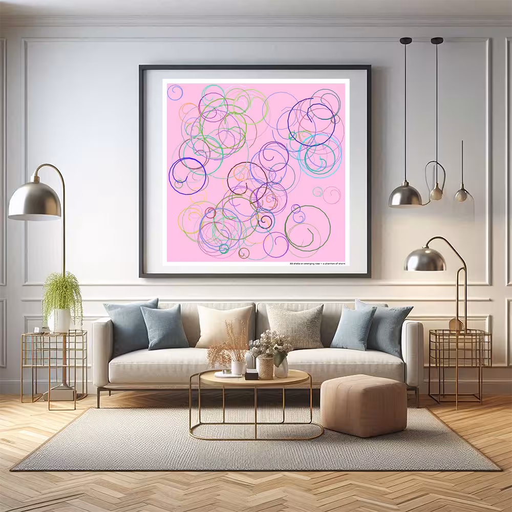 83 shells on emerging rose — a phantom of storm in room setting