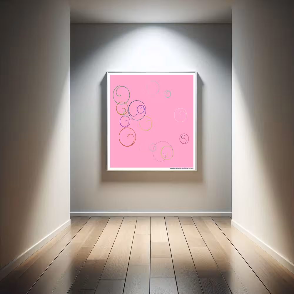 18 shells on lantern of delicate rose and sand in room setting