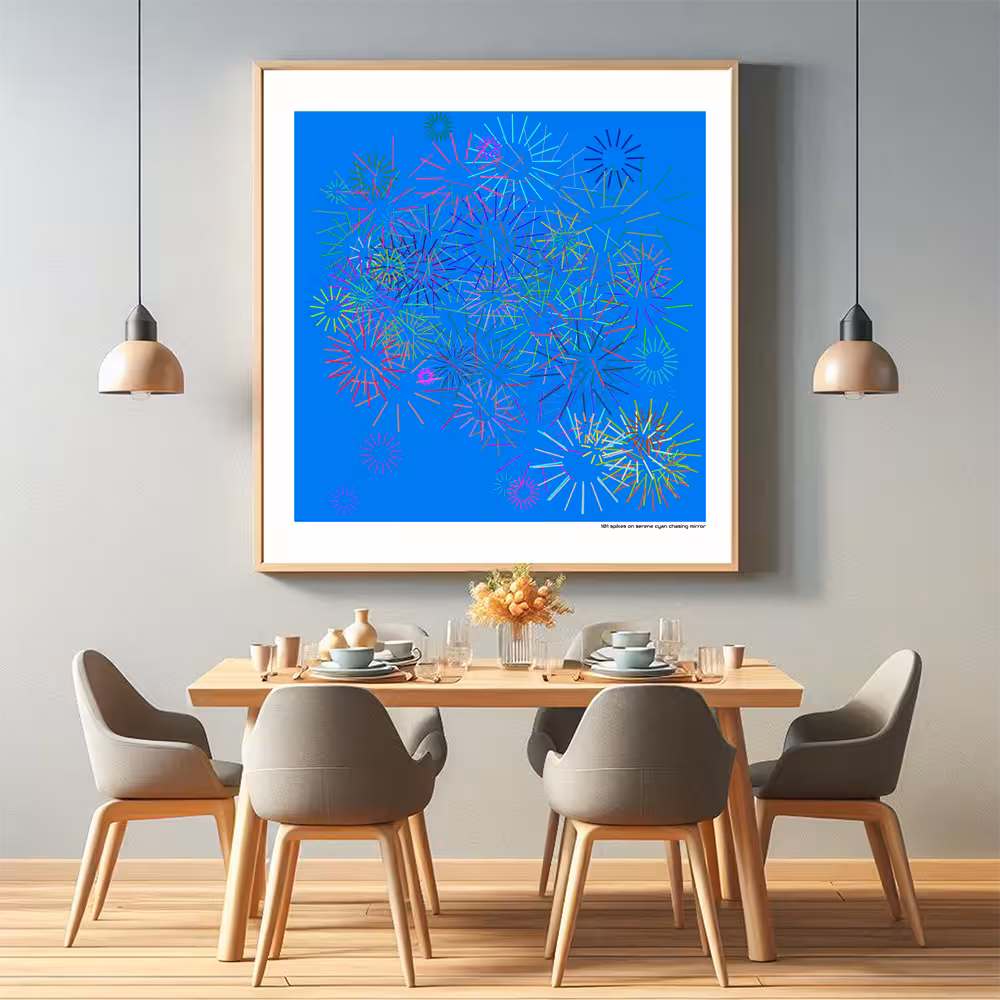 101 spikes on serene cyan chasing mirror in room setting