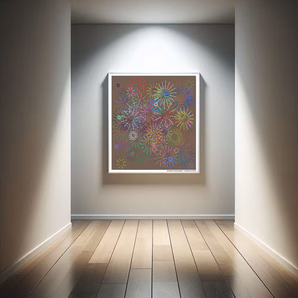 156 spikes on smoky magenta — a symphony of melody in room setting