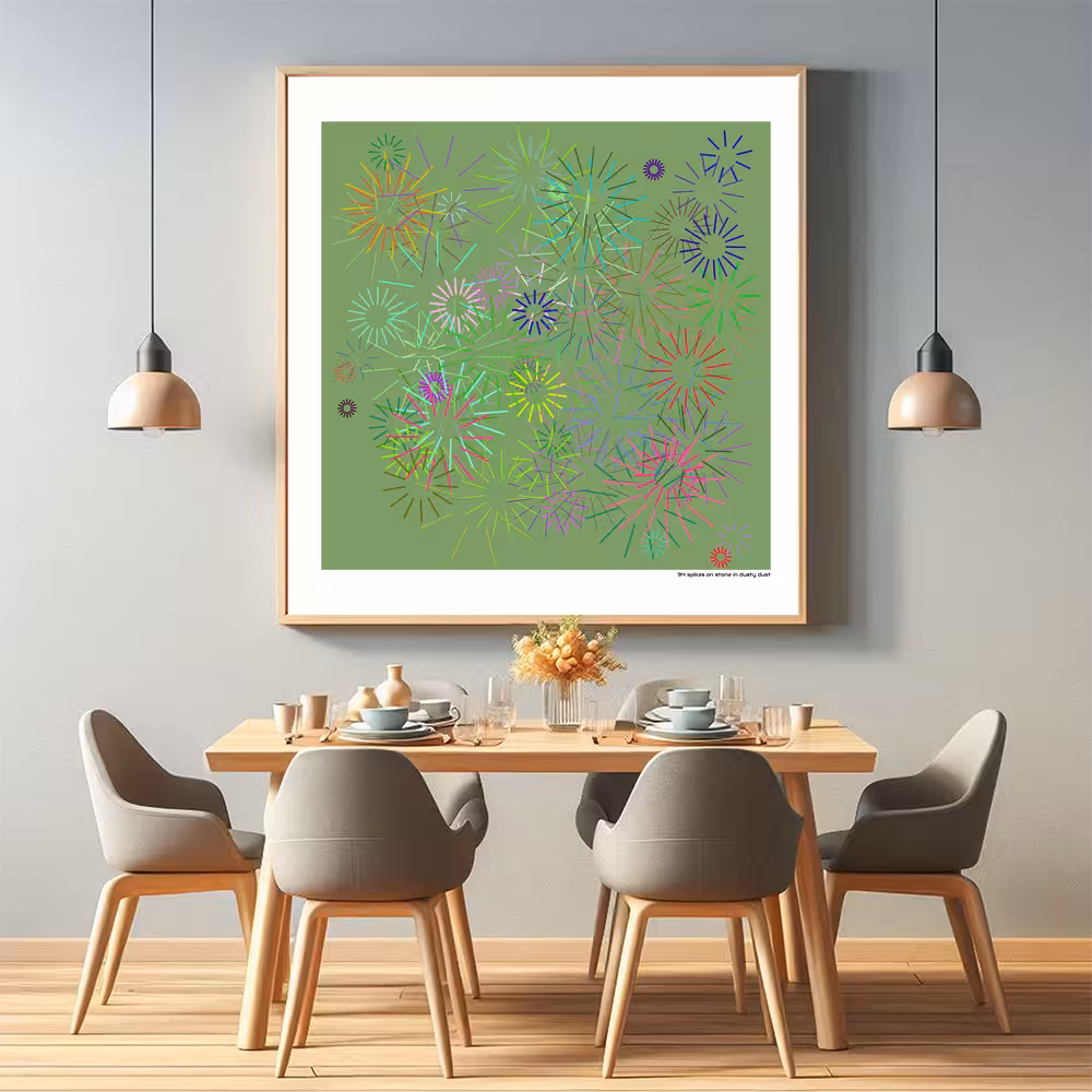 94 spikes on stone in dusty dust in room setting