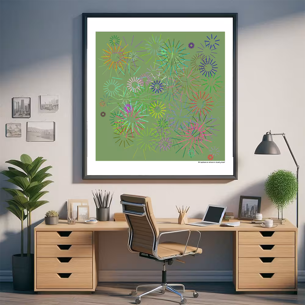 94 spikes on stone in dusty dust in room setting