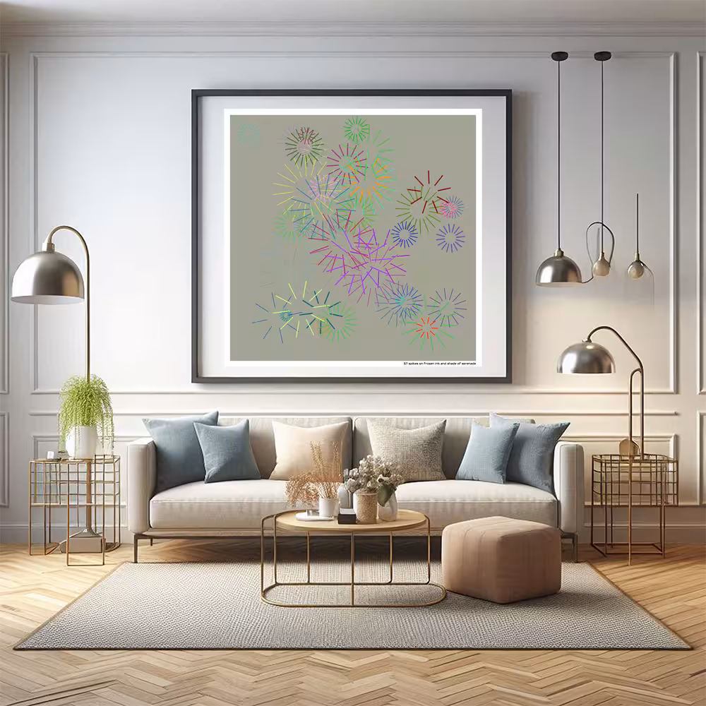 57 spikes on frozen ink and shade of serenade in room setting