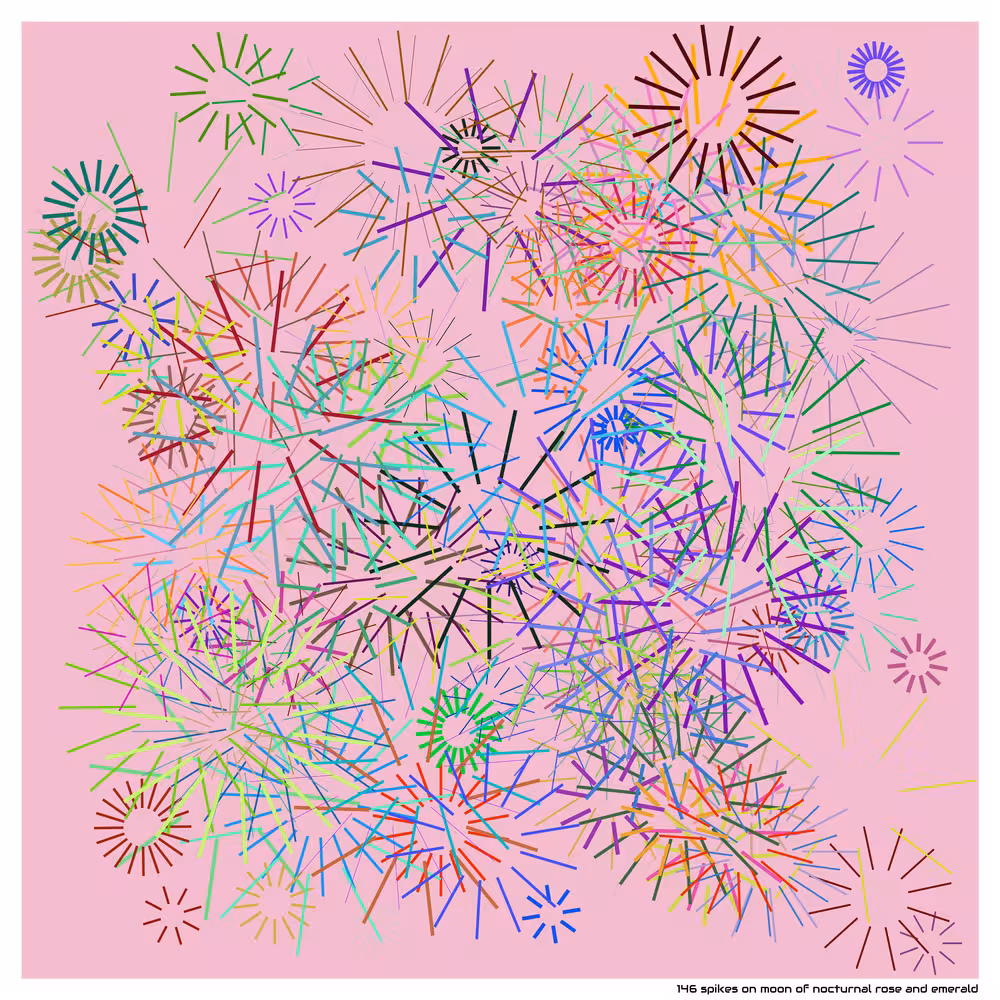 146 spikes on moon of nocturnal rose and emerald