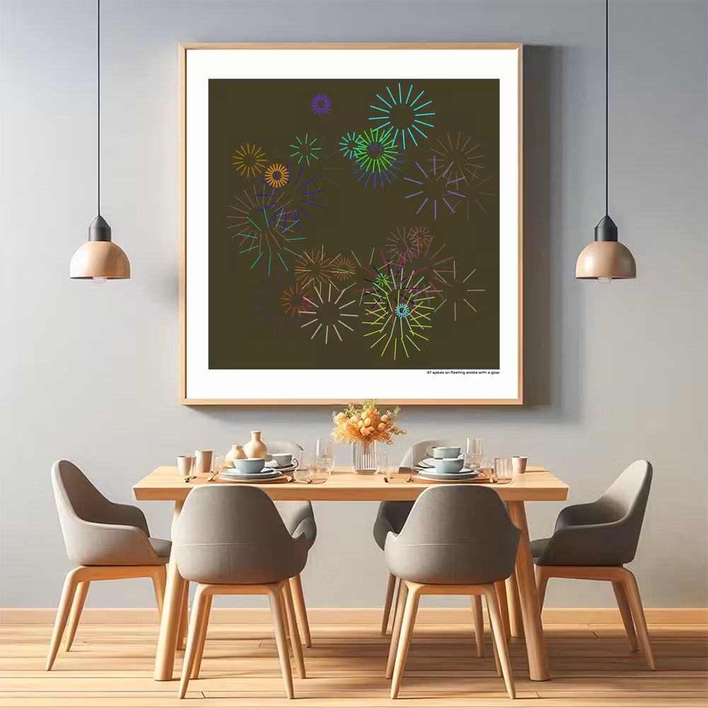 37 spikes on fleeting smoke with a glow in room setting