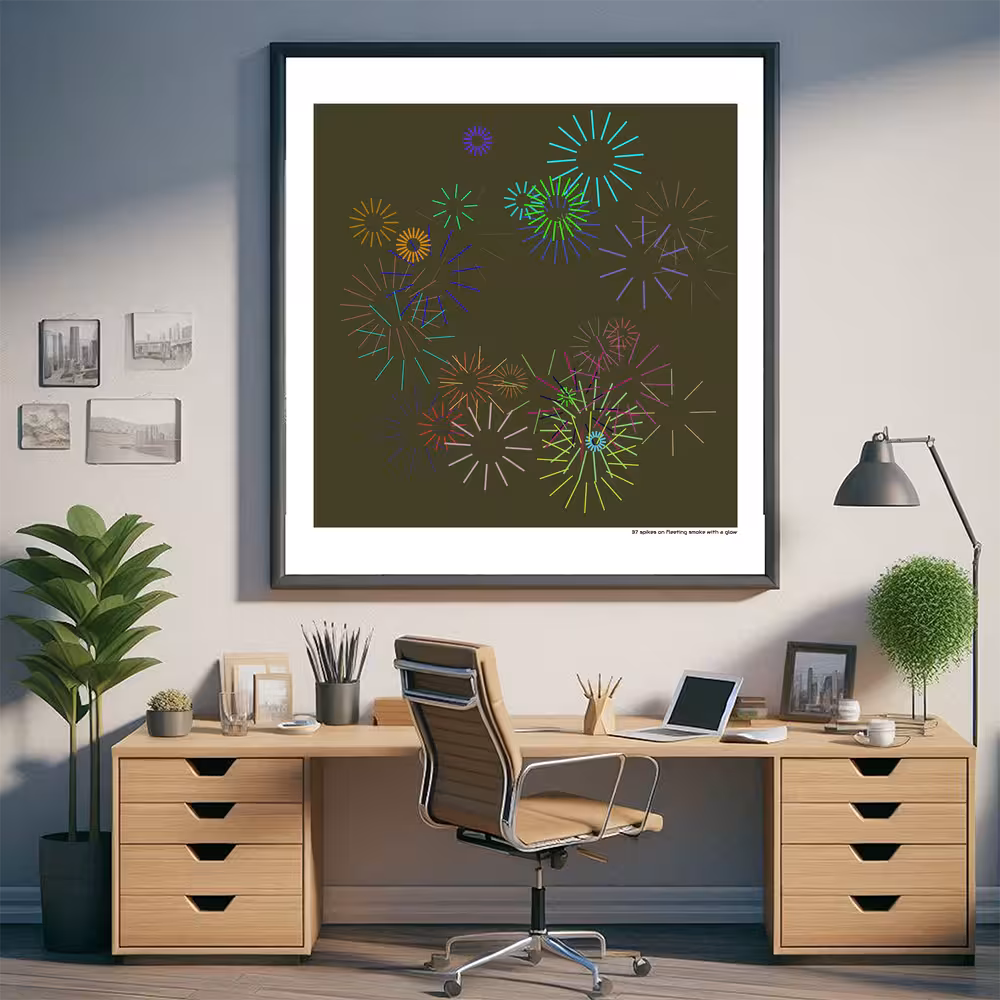 37 spikes on fleeting smoke with a glow in room setting