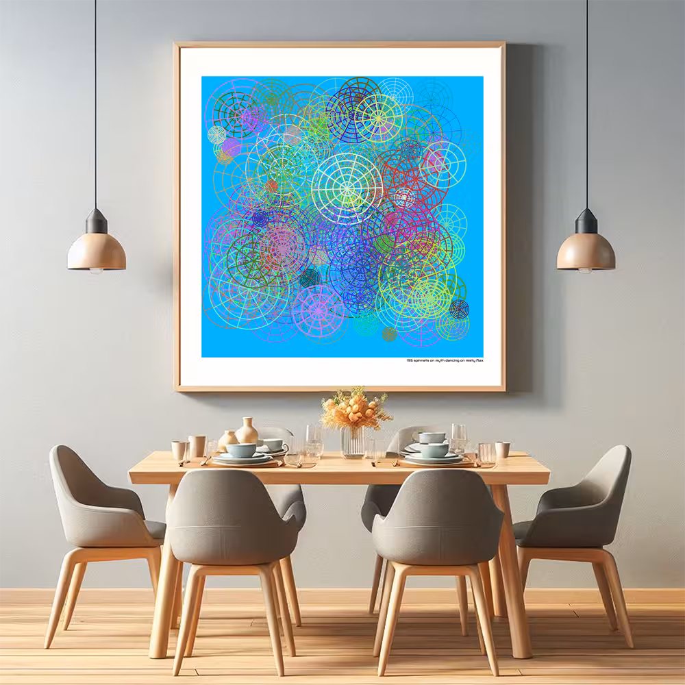 195 spinnets on myth dancing on misty flax in room setting