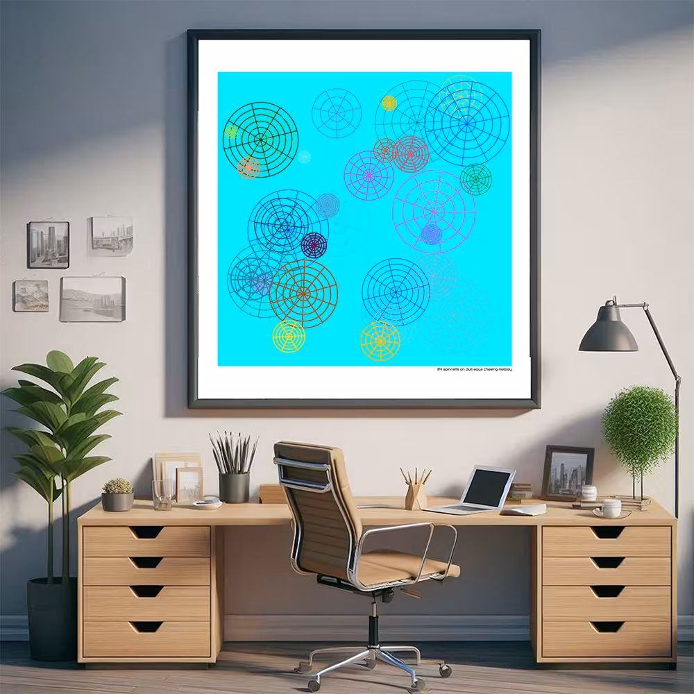 34 spinnets on dull aqua chasing melody in room setting