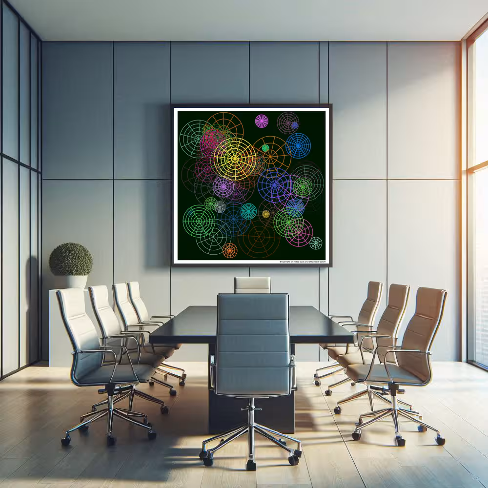 51 spinnets on faded black and stillness of comet in room setting