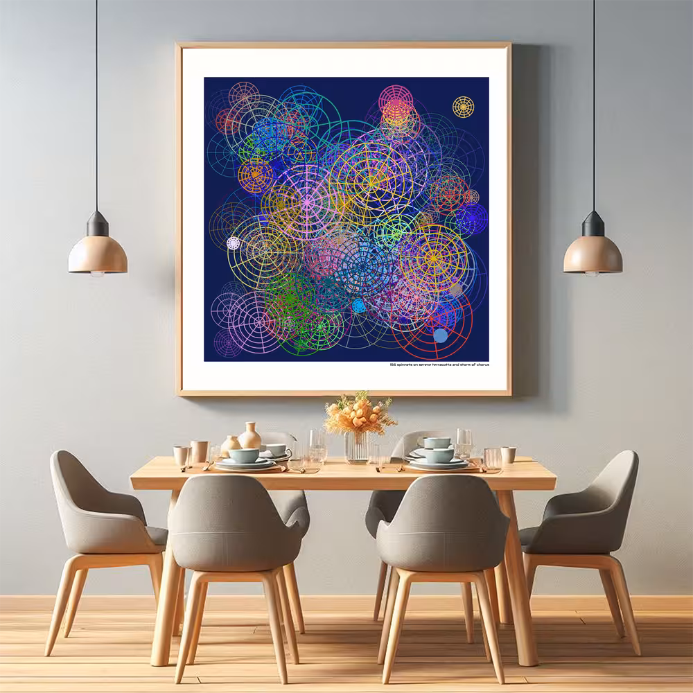 156 spinnets on serene terracotta and storm of chorus in room setting