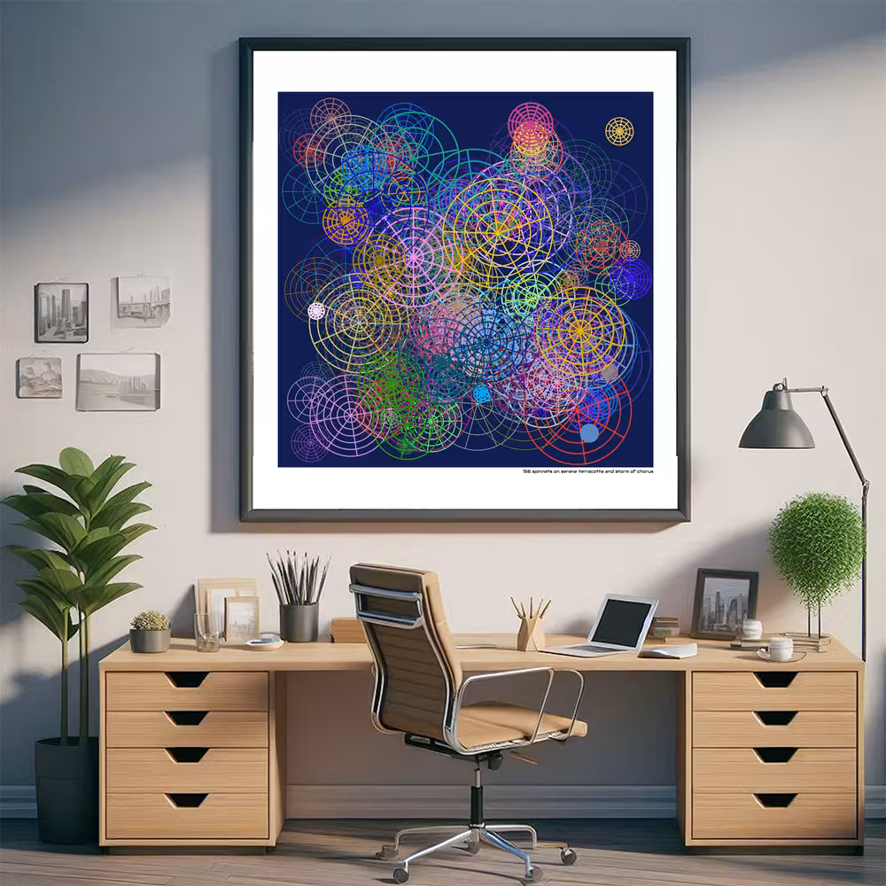 156 spinnets on serene terracotta and storm of chorus in room setting