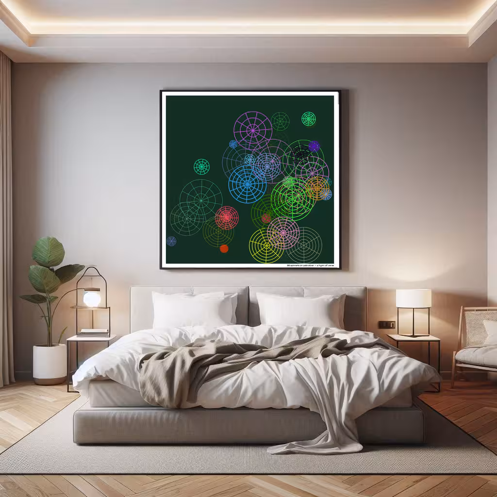 38 spinnets on pale silver — a hymn of verse in room setting