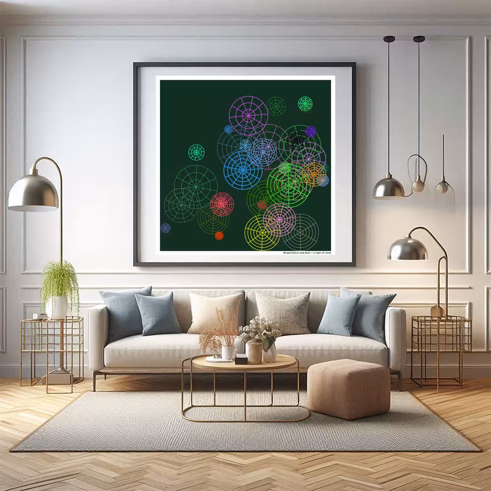 38 spinnets on pale silver — a hymn of verse in room setting