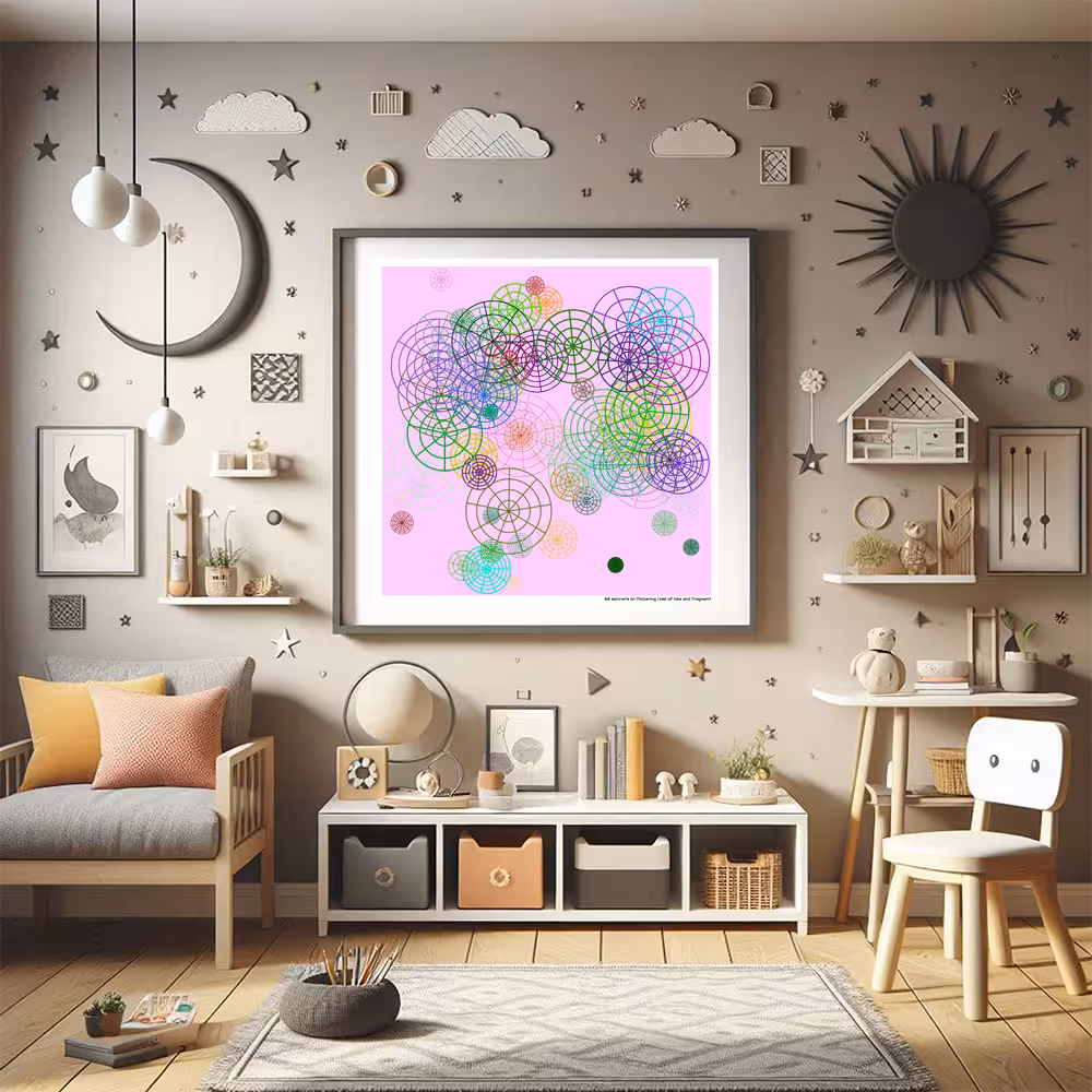 68 spinnets on flickering rose of tale and fragment in room setting