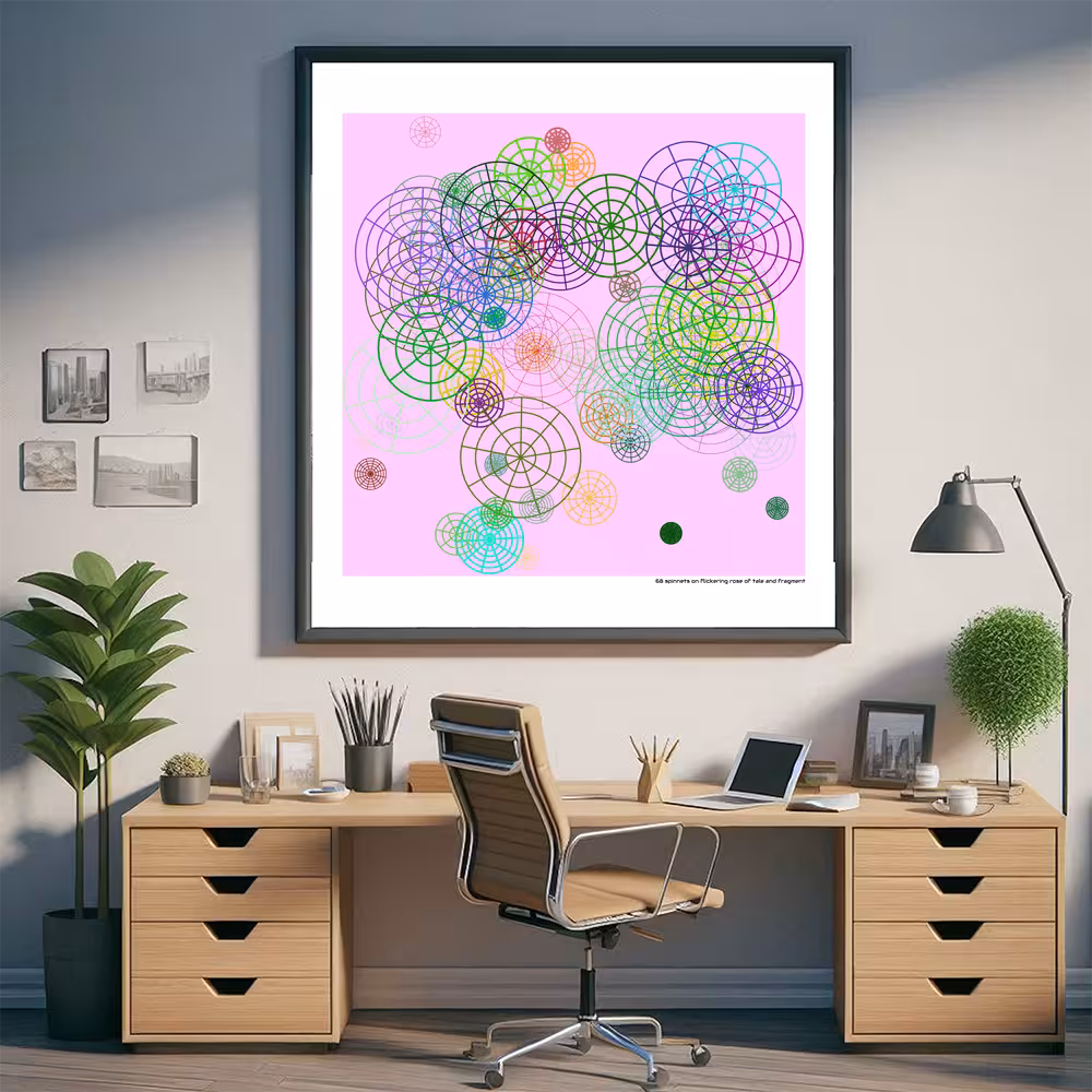 68 spinnets on flickering rose of tale and fragment in room setting