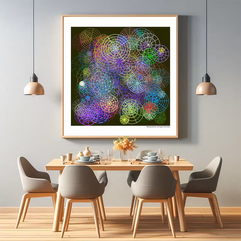 185 spinnets on rich space from moon in room setting