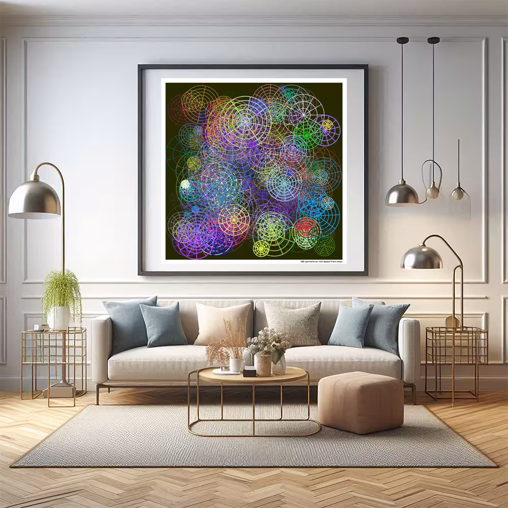 185 spinnets on rich space from moon in room setting