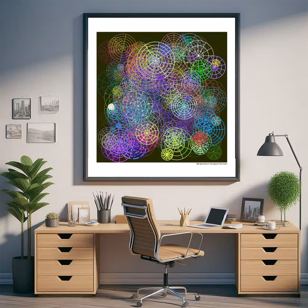 185 spinnets on rich space from moon in room setting