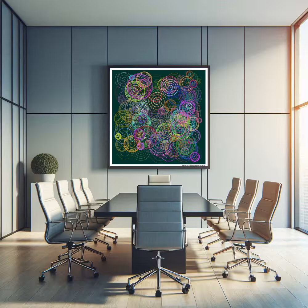 180 spirals on vivid jade chasing feather in room setting