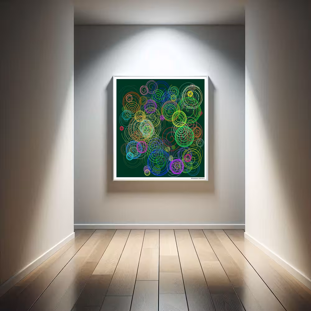 129 spirals on lime storm in room setting