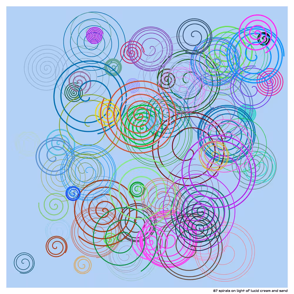 87 spirals on light of lucid cream and sand