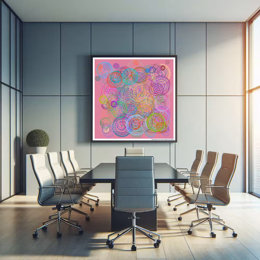 196 spirals on dull white of gleam and lullaby in room setting