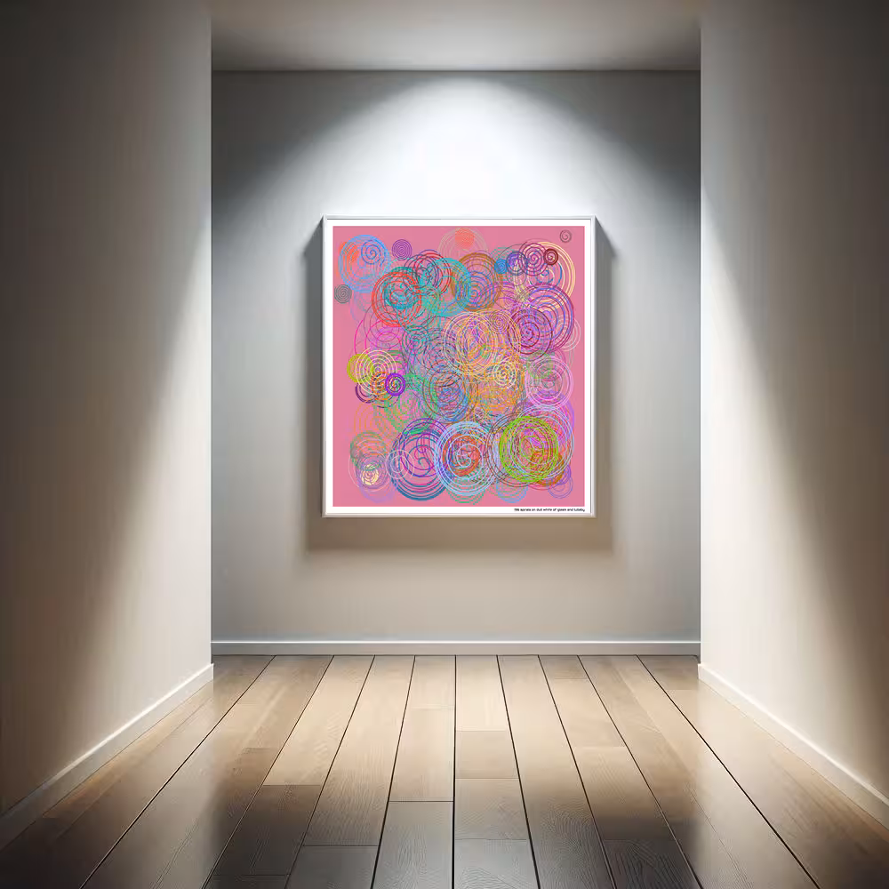 196 spirals on dull white of gleam and lullaby in room setting