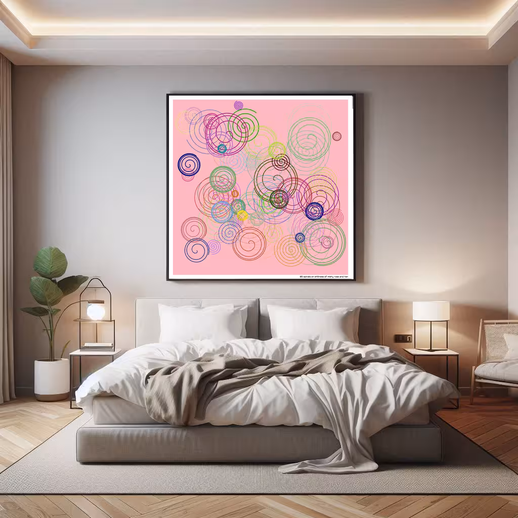 85 spirals on stillness of misty rose and tan in room setting