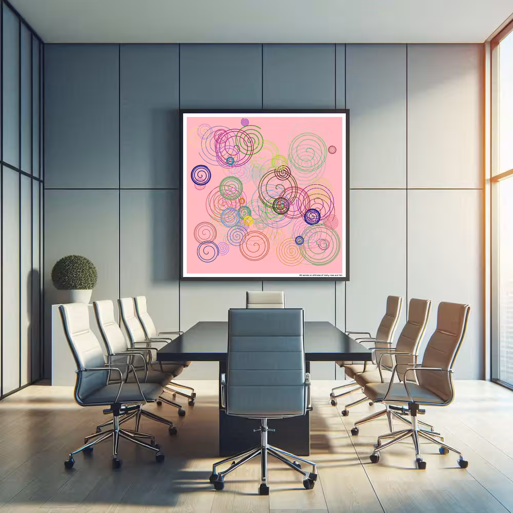 85 spirals on stillness of misty rose and tan in room setting