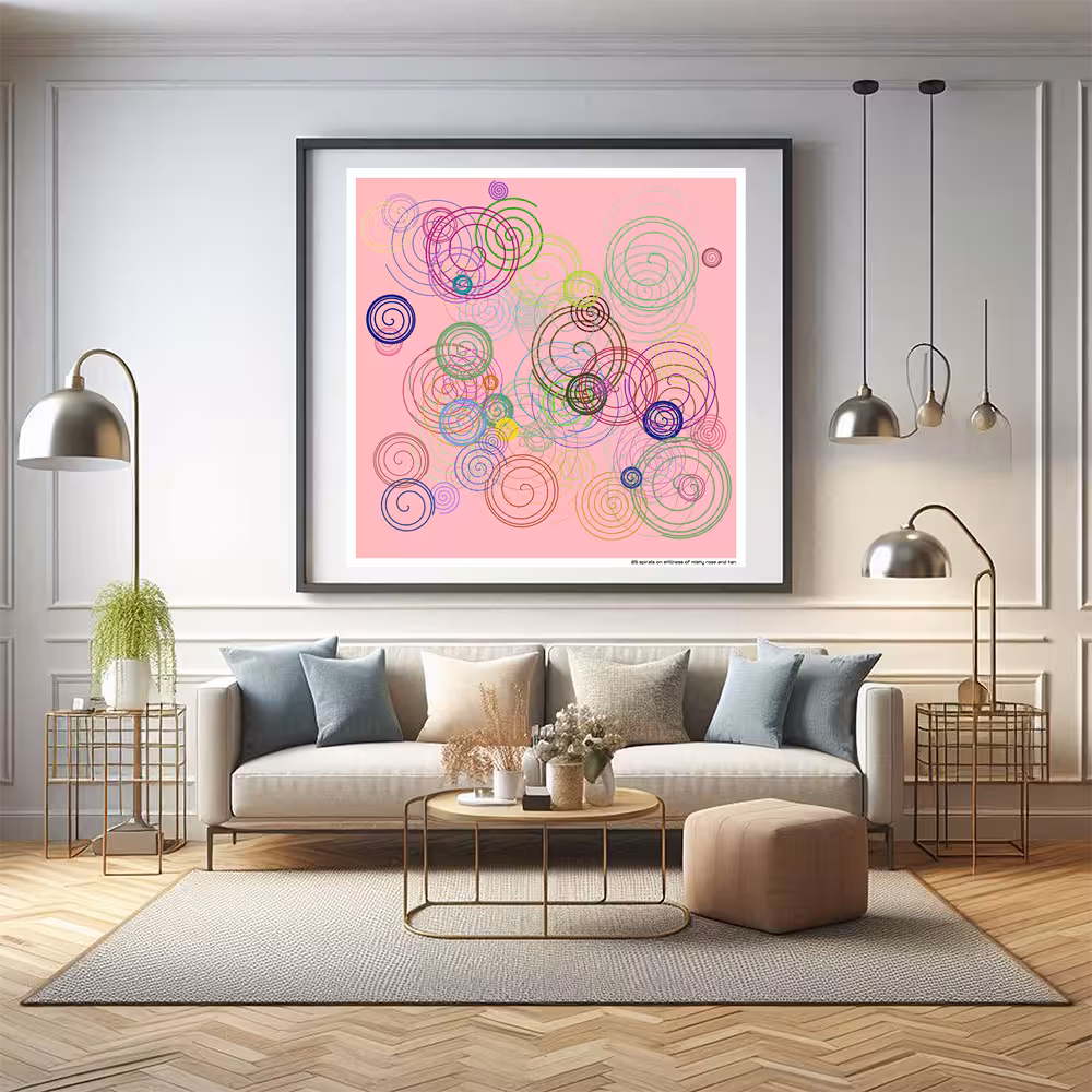 85 spirals on stillness of misty rose and tan in room setting