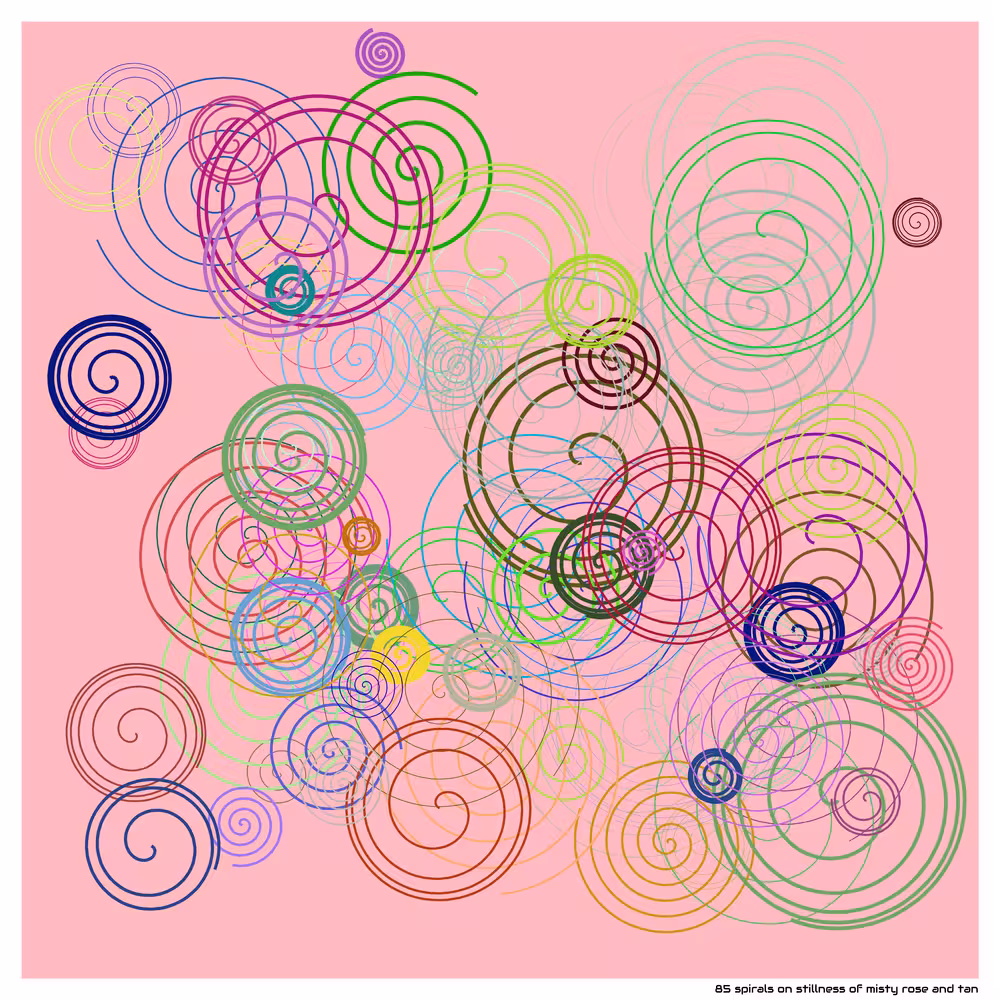 85 spirals on stillness of misty rose and tan