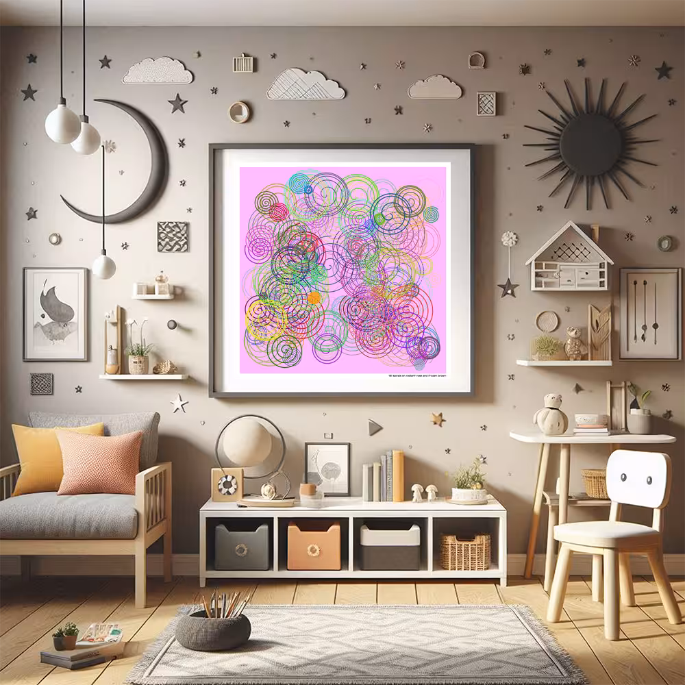 181 spirals on radiant rose and frozen brown in room setting