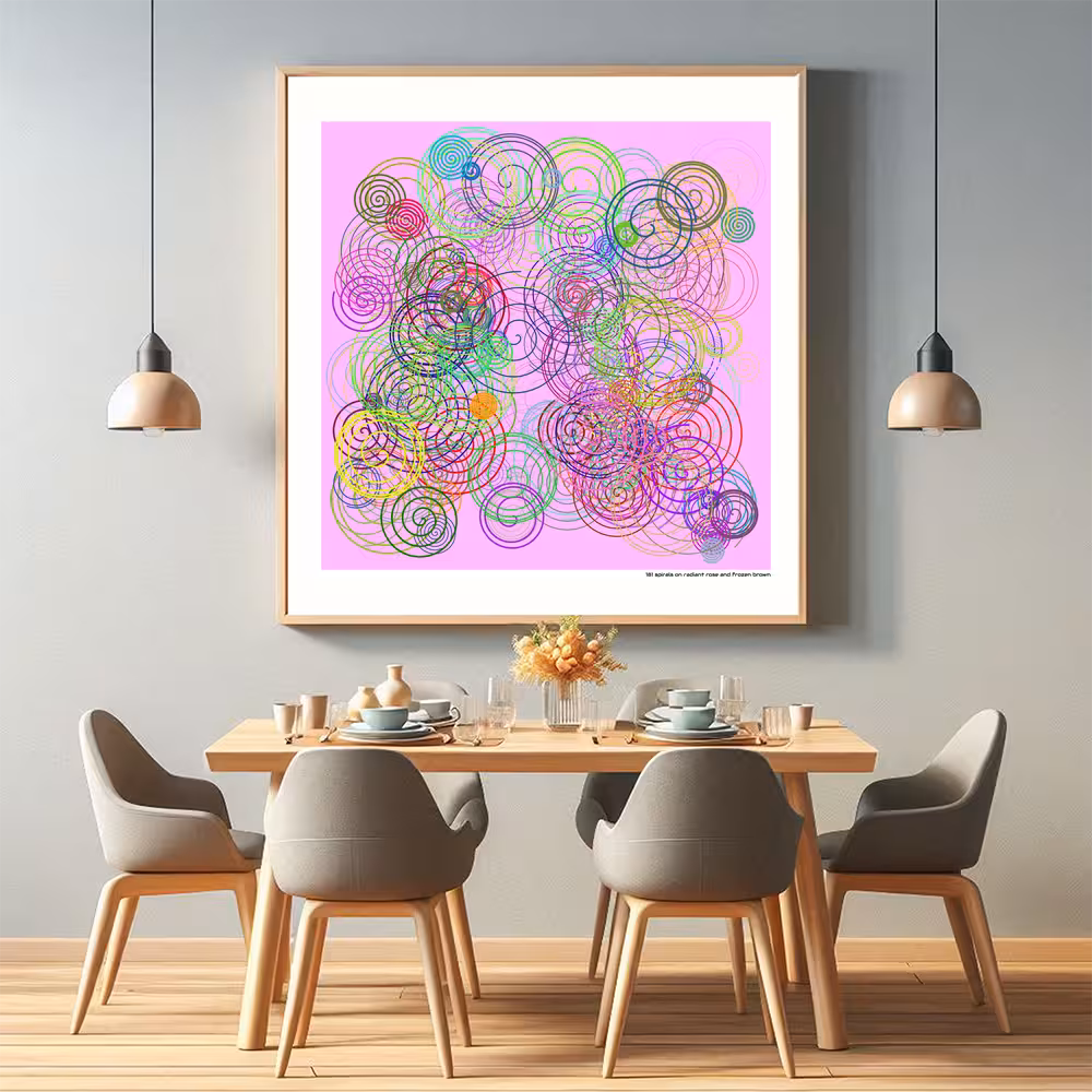 181 spirals on radiant rose and frozen brown in room setting