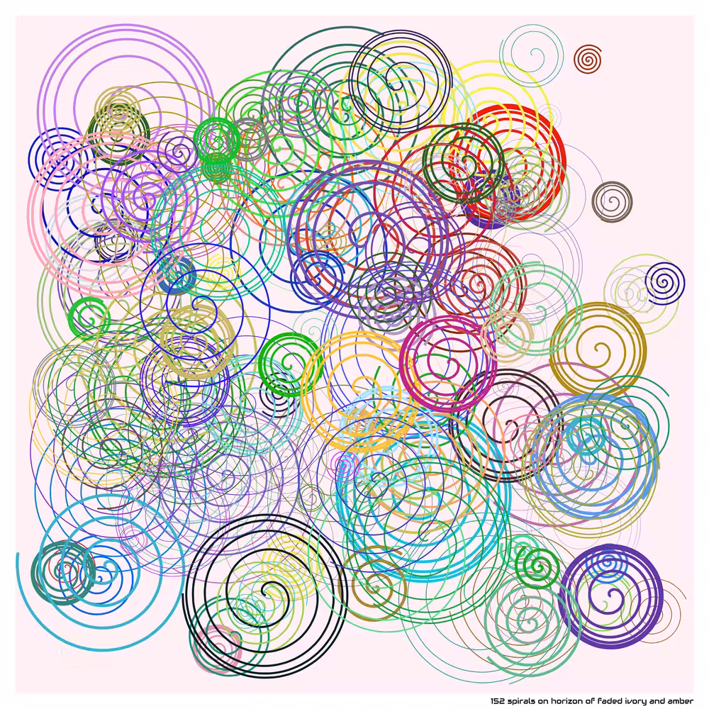 152 spirals on horizon of faded ivory and amber