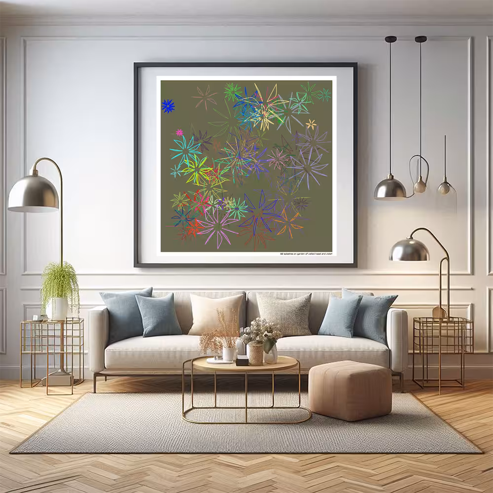 82 splashes on garden of veiled hazel and violet in room setting