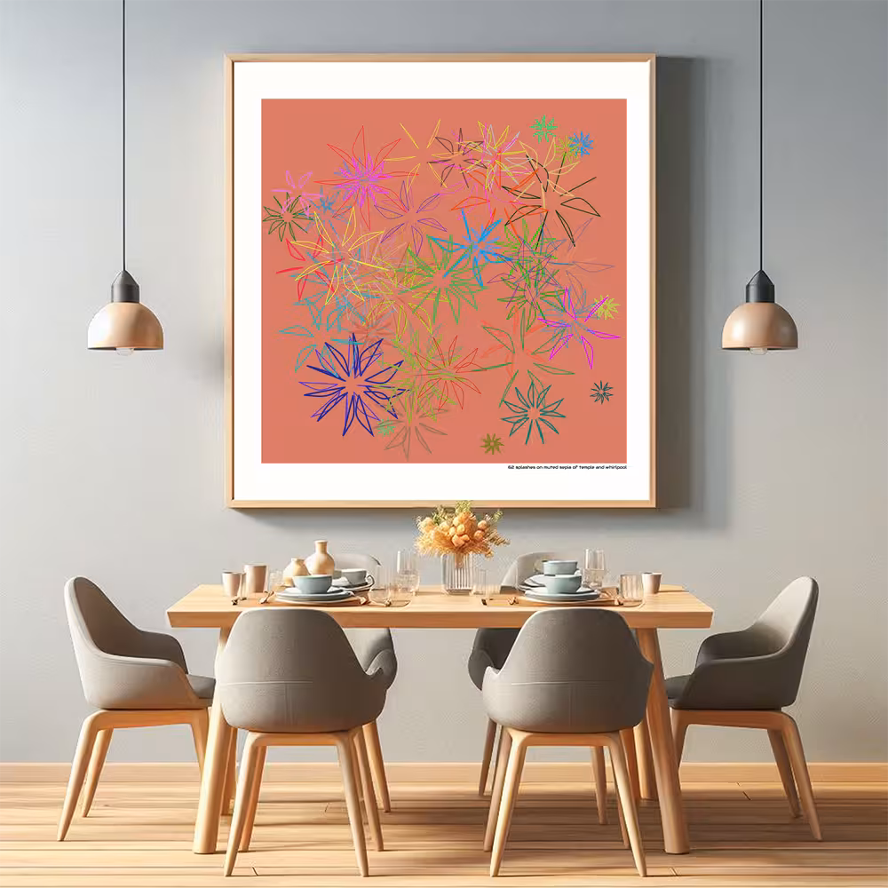 62 splashes on muted sepia of temple and whirlpool in room setting