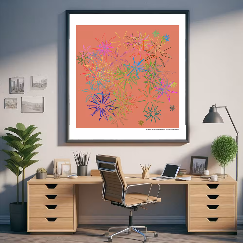 62 splashes on muted sepia of temple and whirlpool in room setting