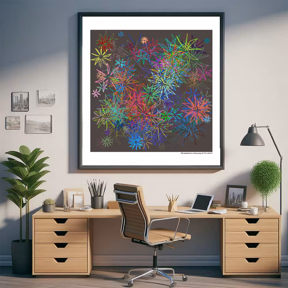 193 splashes on misty gray of the rebirth in room setting