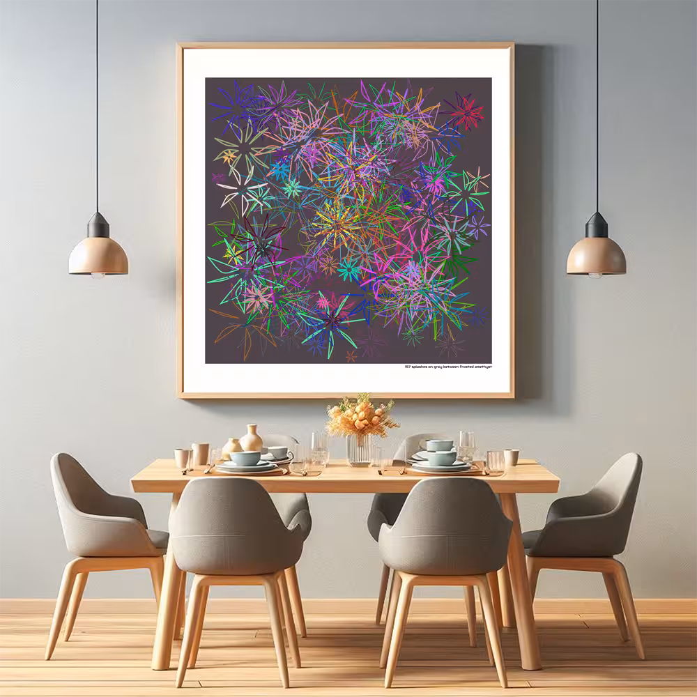 157 splashes on gray between frosted amethyst in room setting