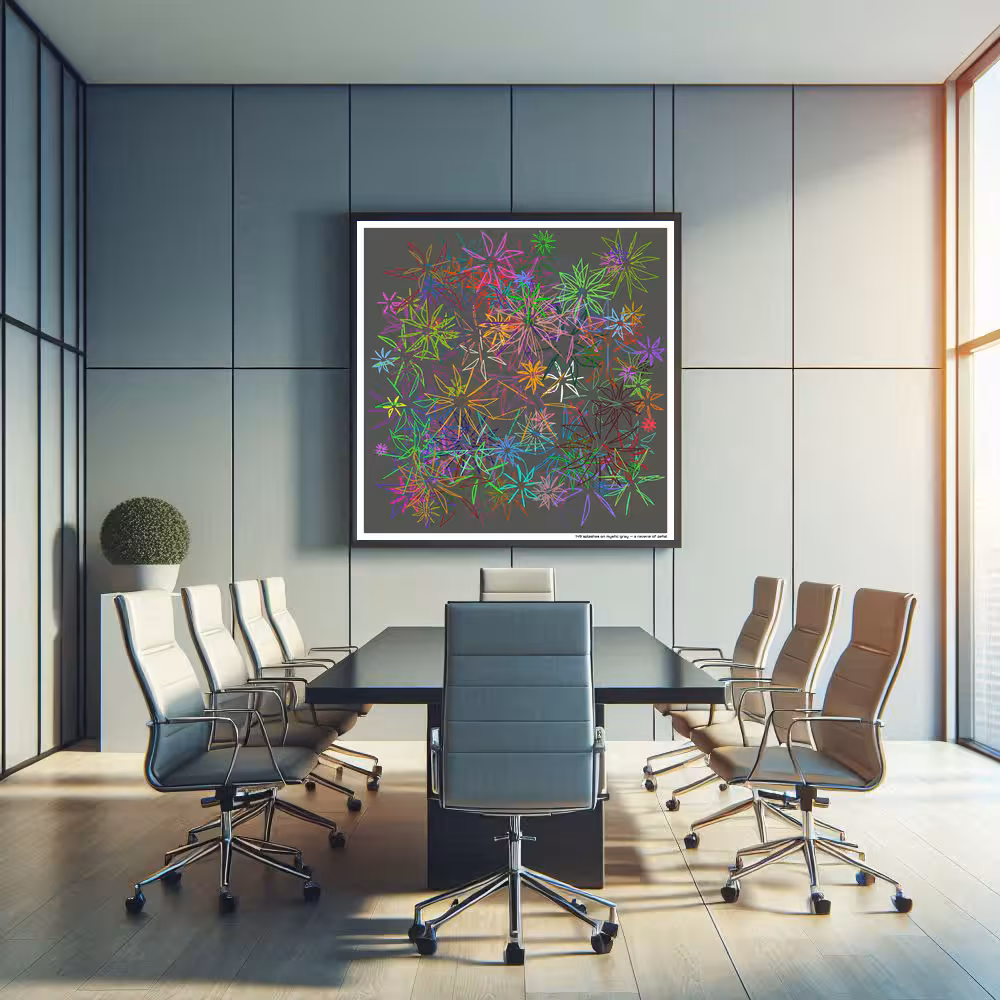 149 splashes on mystic gray — a reverie of petal in room setting