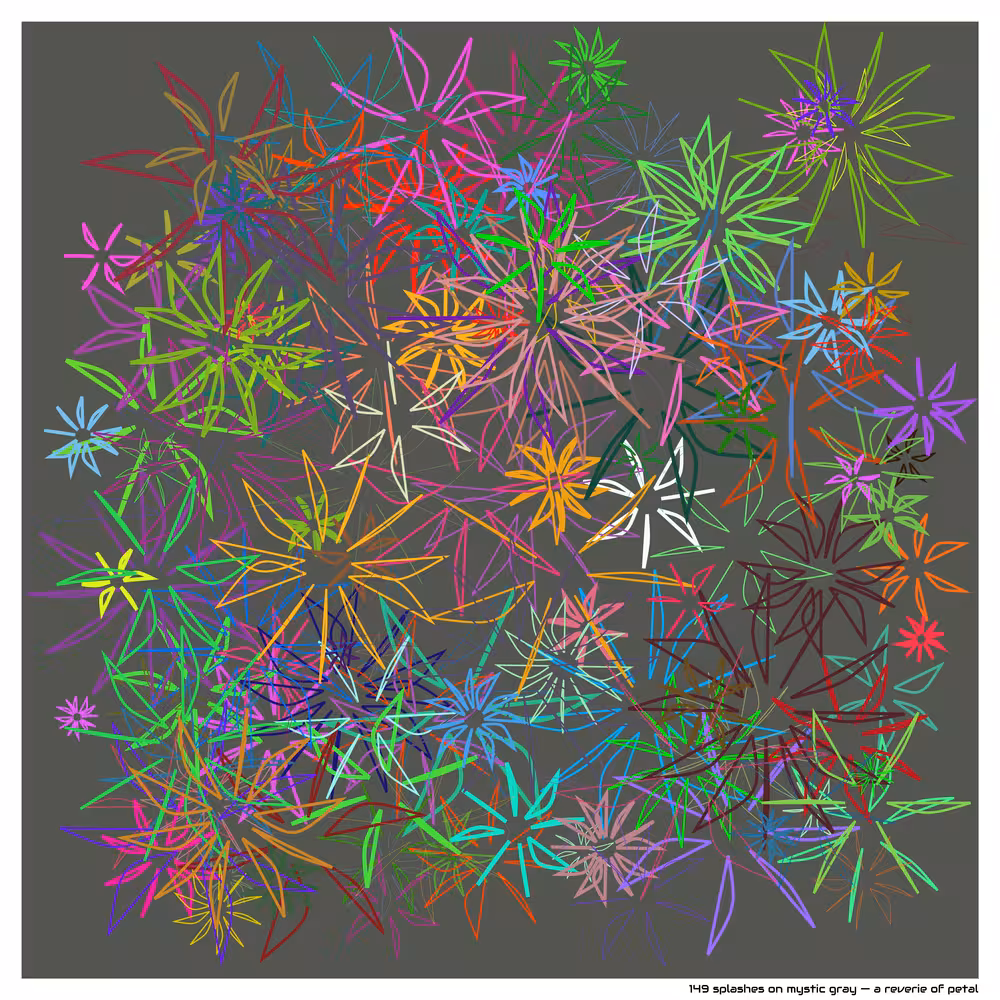 149 splashes on mystic gray — a reverie of petal