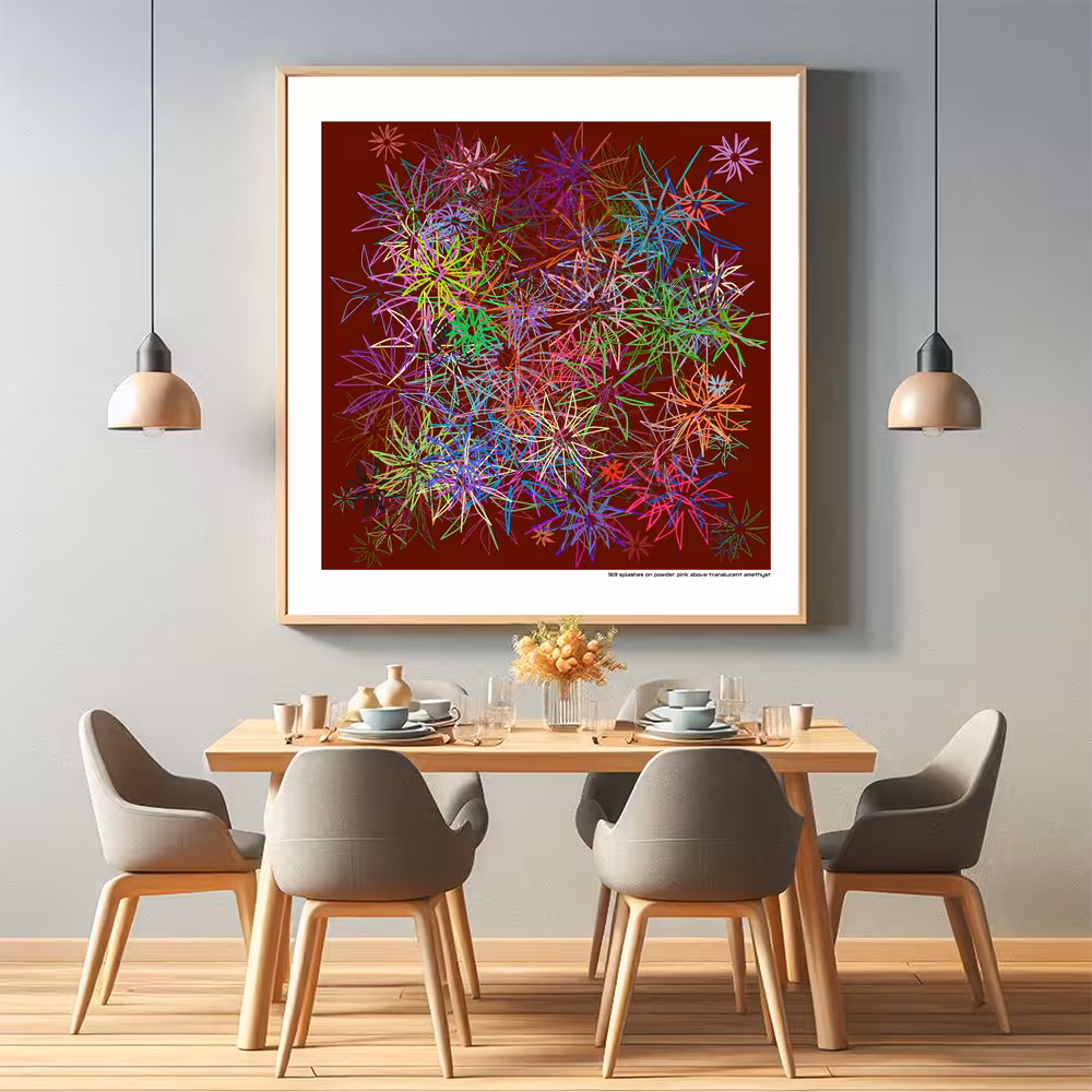 169 splashes on powder pink above translucent amethyst in room setting