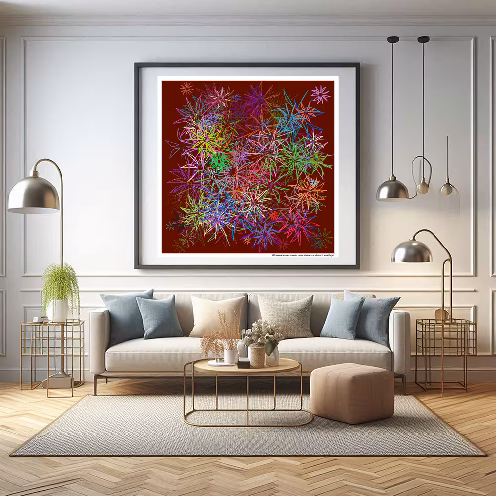 169 splashes on powder pink above translucent amethyst in room setting