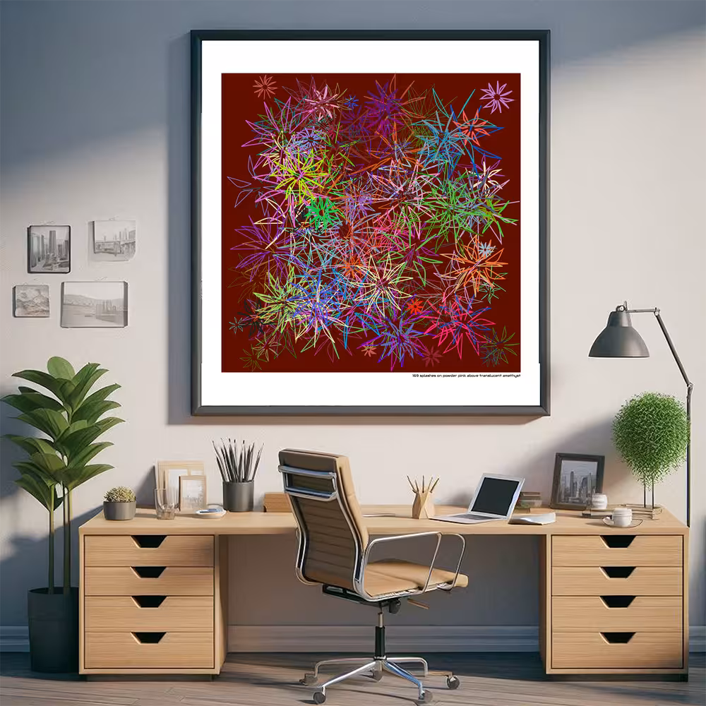 169 splashes on powder pink above translucent amethyst in room setting