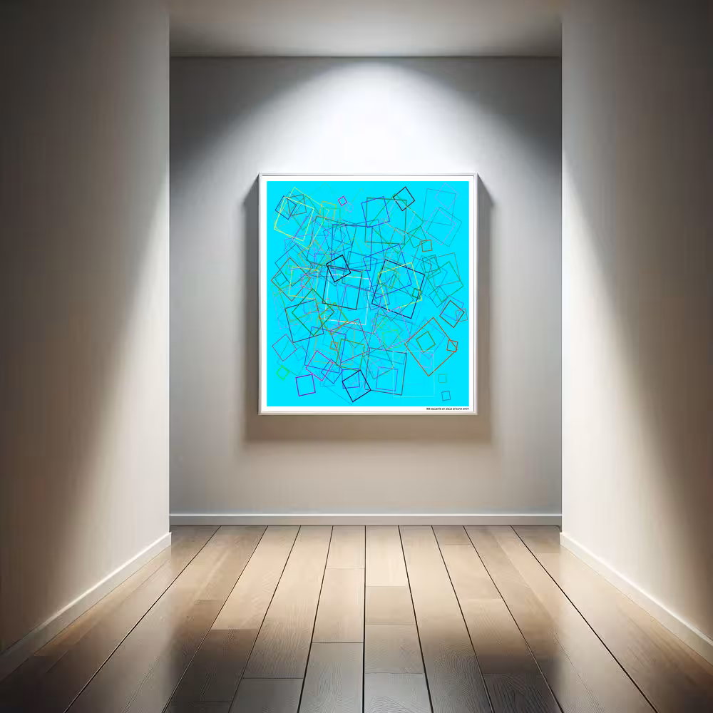 165 squares on aqua around whirl in room setting