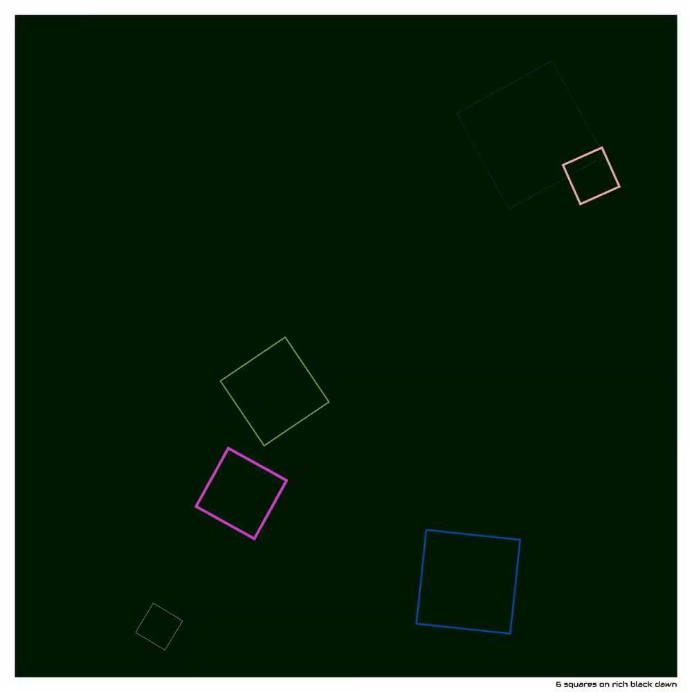6 squares on rich black dawn