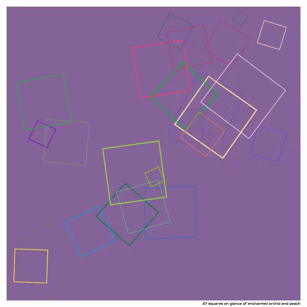 27 squares on glance of enchanted orchid and peach