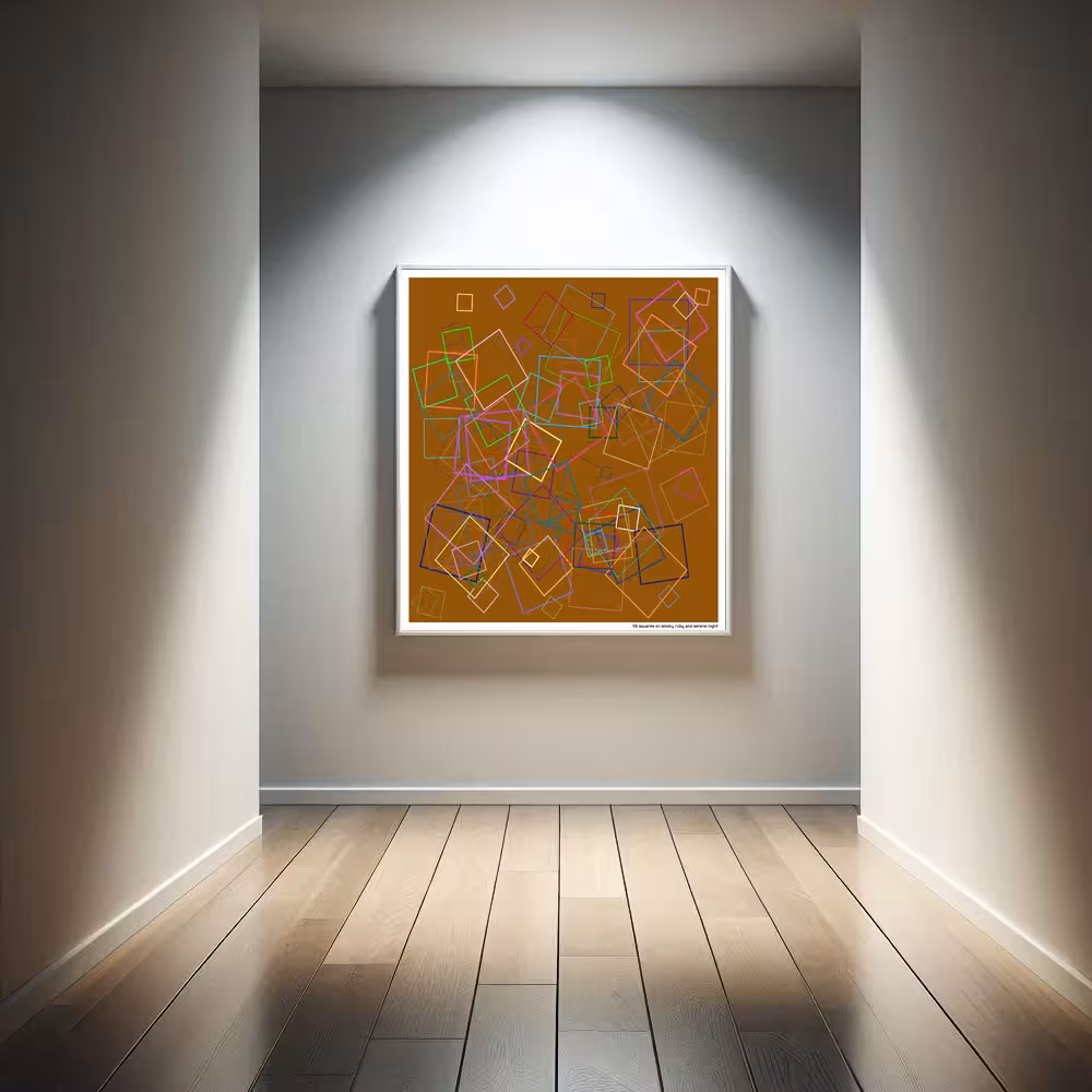 115 squares on smoky ruby and serene night in room setting