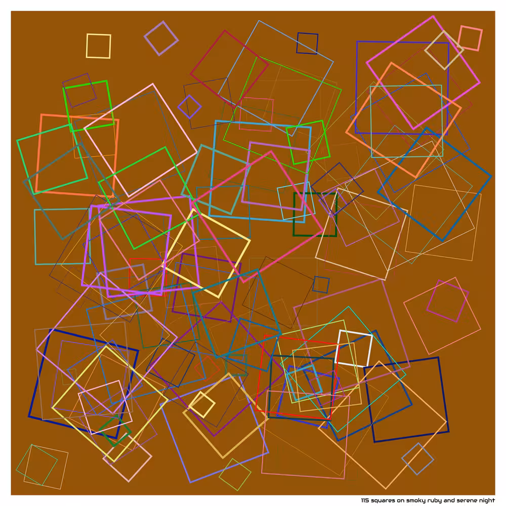 115 squares on smoky ruby and serene night