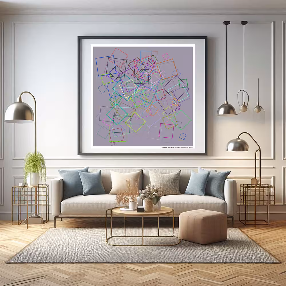 126 squares on ethereal black and moon of secret in room setting